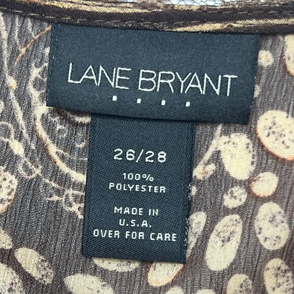 VTG Lane Bryant Womens Plus 26/28 Brown Floral Print Baby Doll Y2K Made in USA - Picture 10 of 15